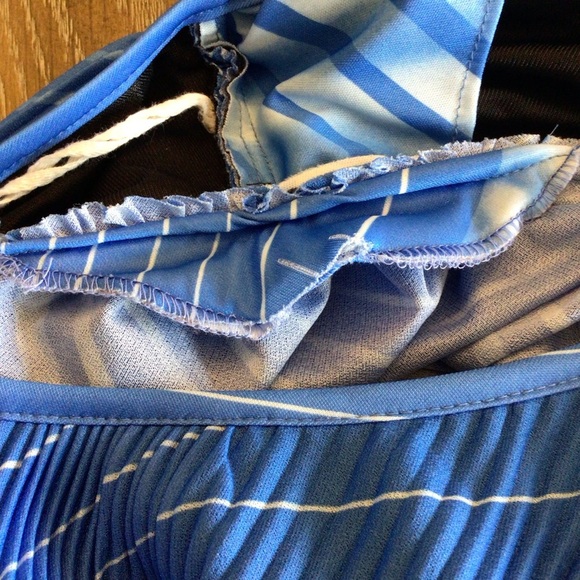 MCS Ltd. Vintage Blue Diagonal Striped Long Sleeve Popover Dress Size 14 - Picture 7 of 7